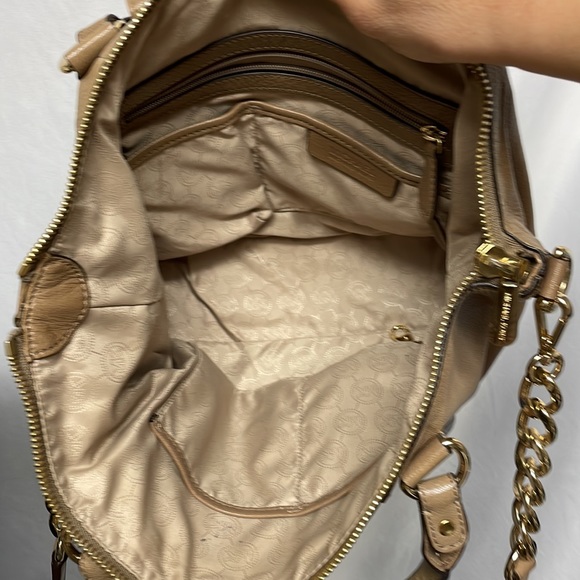 Michael Kors Camel and Gold colored Purse Bag With Handles and Cross Body Strap - Picture 7 of 12
